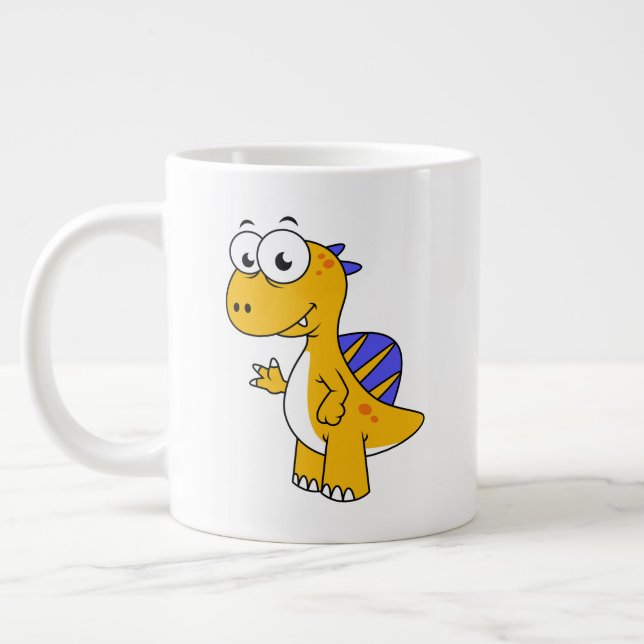Cute Illustration Of A Spinosaurus. 2 Large Coffee Mug (Left)