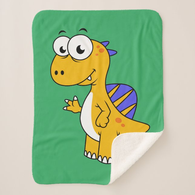 Cute Illustration Of A Spinosaurus. 2 Sherpa Blanket (Front)