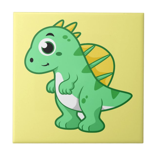 Cute Illustration Of A Spinosaurus. Ceramic Tile (Front)