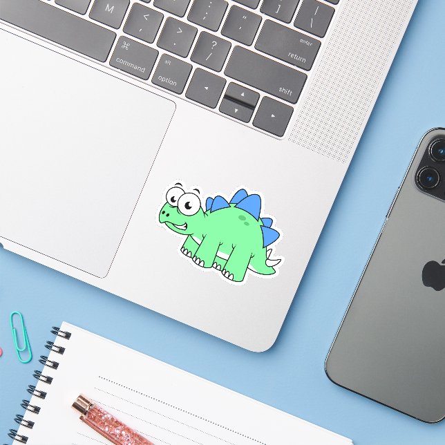 Cute Illustration Of A Stegosaurus. 2 (Laptop w/ iPhone)