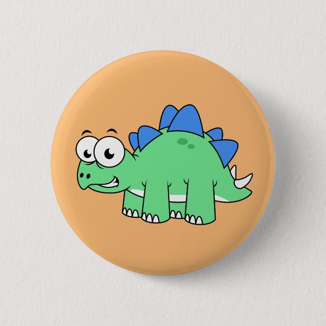 Cute Illustration Of A Stegosaurus. 2 6 Cm Round Badge (Front)