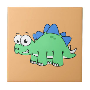 Cute Illustration Of A Stegosaurus. 2 Ceramic Tile
