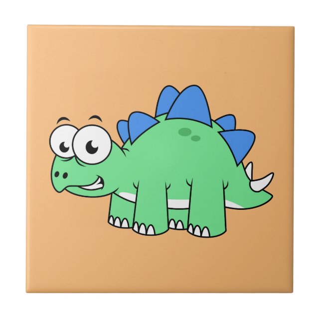 Cute Illustration Of A Stegosaurus. 2 Ceramic Tile (Front)