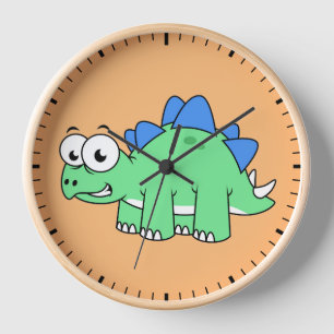 Cute Illustration Of A Stegosaurus. 2 Clock