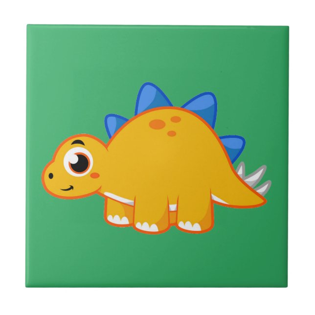 Cute Illustration Of A Stegosaurus. Ceramic Tile (Front)