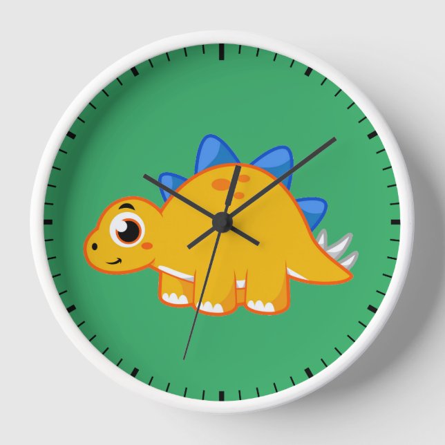 Cute Illustration Of A Stegosaurus. Clock (Front)