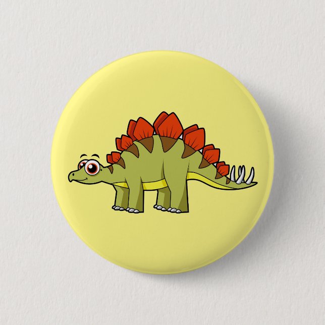 Cute Illustration Of A Stegosaurus Dinosaur. 6 Cm Round Badge (Front)