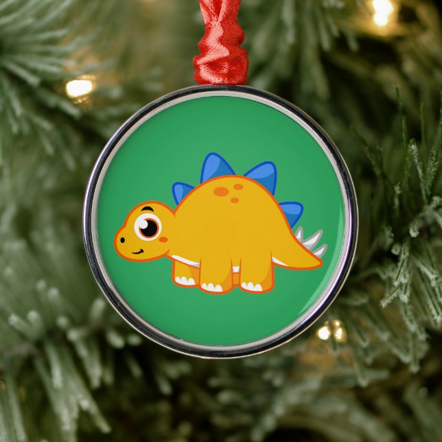 Cute Illustration Of A Stegosaurus. Metal Ornament (Tree)