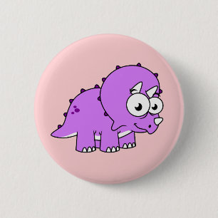 Cute Illustration Of A Triceratops. 6 Cm Round Badge