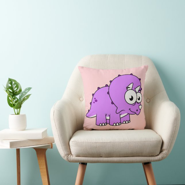 Cute Illustration Of A Triceratops. Cushion (Chair)
