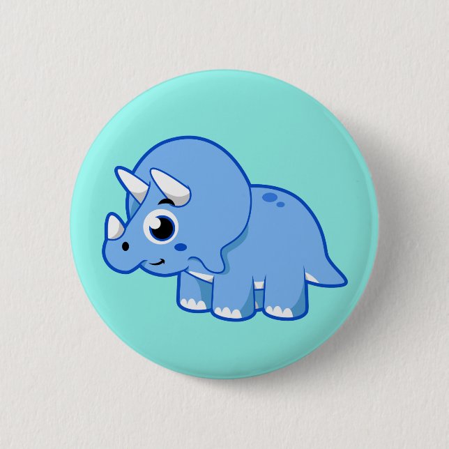 Cute Illustration Of A Triceratops Dinosaur. 6 Cm Round Badge (Front)