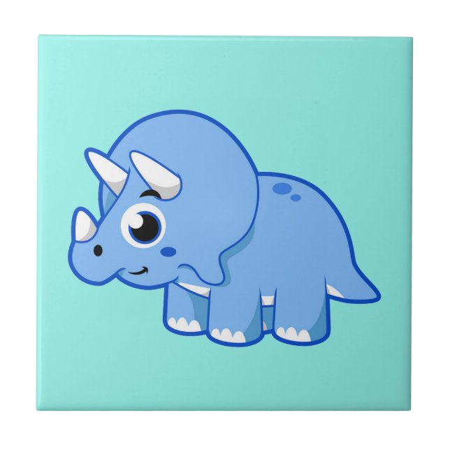 Cute Illustration Of A Triceratops Dinosaur. Ceramic Tile (Front)