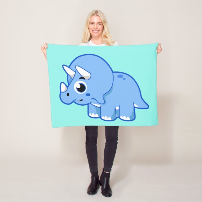 Cute Illustration Of A Triceratops Dinosaur. Fleece Blanket (In Situ)
