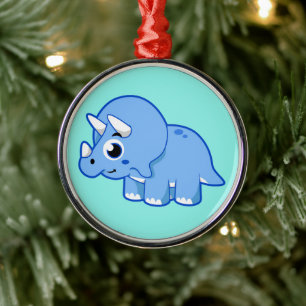 Cute Illustration Of A Triceratops Dinosaur. Metal Ornament