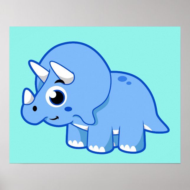 Cute Illustration Of A Triceratops Dinosaur. Poster (Front)
