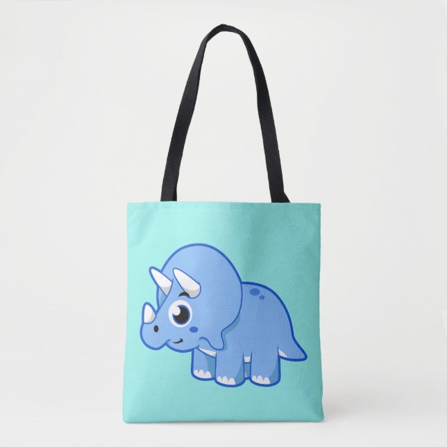 Cute Illustration Of A Triceratops Dinosaur. Tote Bag (Front)