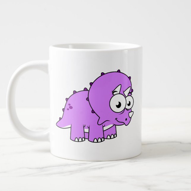 Cute Illustration Of A Triceratops. Large Coffee Mug (Left)