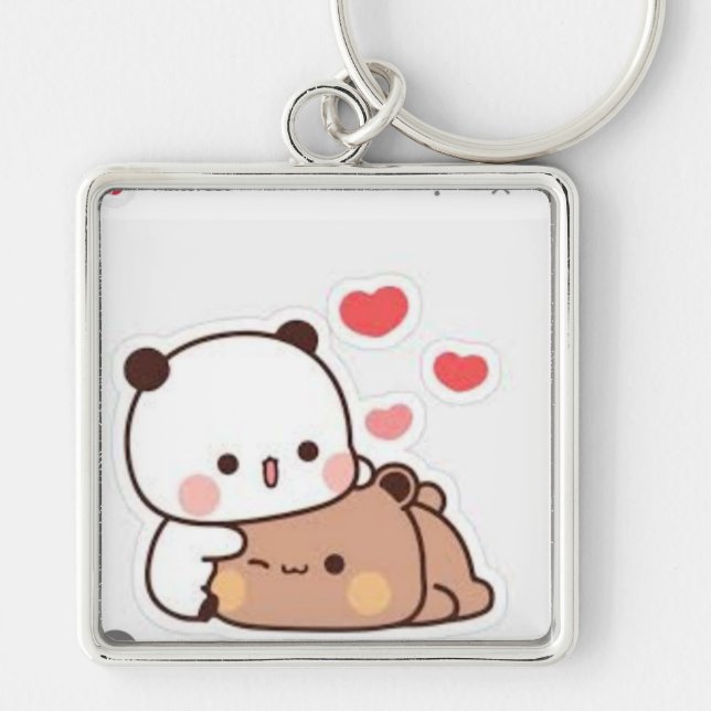 Cute Illustration of Bubu & Dudu with Hear Key Ring (Front)