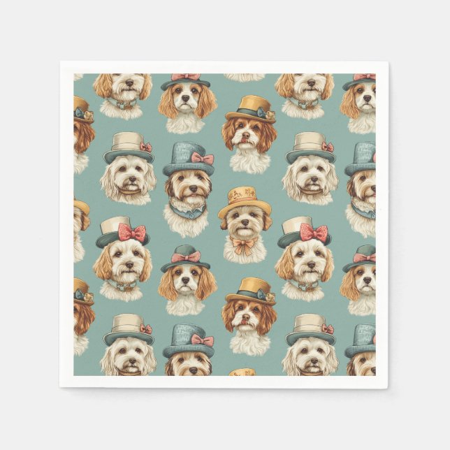 Cute illustration of Dogs in Hats Napkin (Front)