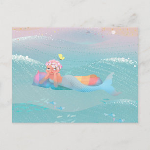 Cute illustration of mermaids' day on the Beach Postcard