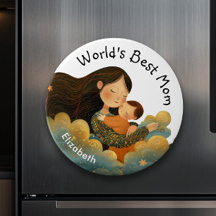 Cute Illustration of Mother & Child   Mother's Day Magnet