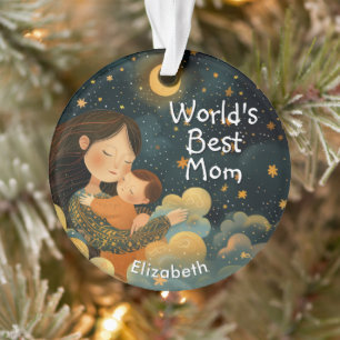 Cute Illustration of Mother & Child Mother's Day Ornament
