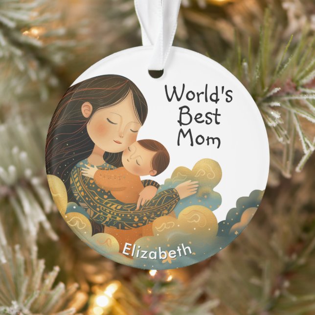 Cute Illustration of Mother & Child | Mother's Day Ornament (Tree)