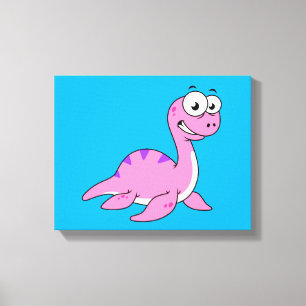 Cute Illustration Of The Loch Ness Monster. Canvas Print