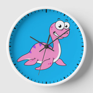 Cute Illustration Of The Loch Ness Monster. Clock