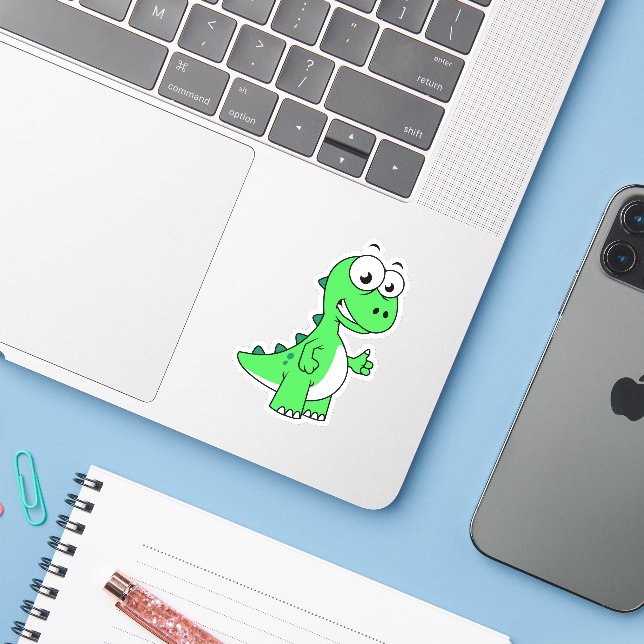 Cute Illustration Of Tyrannosaurus Rex. 2 (Laptop w/ iPhone)