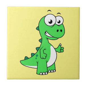Cute Illustration Of Tyrannosaurus Rex. 2 Ceramic Tile