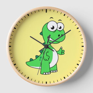 Cute Illustration Of Tyrannosaurus Rex. 2 Clock