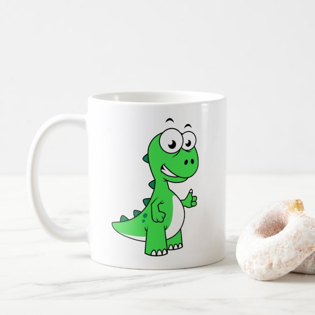 Cute Illustration Of Tyrannosaurus Rex. 2 Coffee Mug (With Donut)