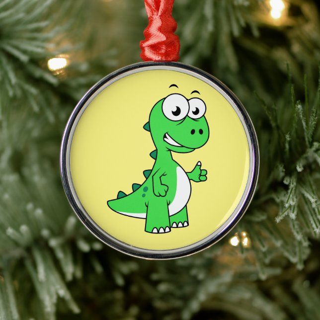 Cute Illustration Of Tyrannosaurus Rex. 2 Metal Ornament (Tree)