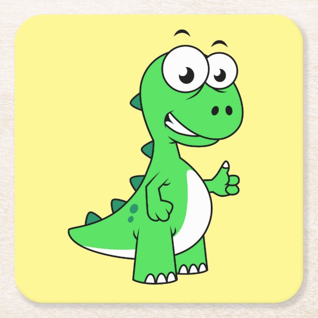 Cute Illustration Of Tyrannosaurus Rex. 2 Square Paper Coaster (Front)