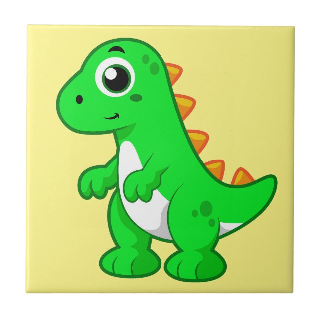 Cute Illustration Of Tyrannosaurus Rex. Ceramic Tile (Front)