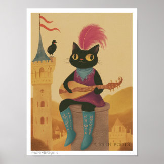 CUTE ILLUSTRATION 'PUSS IN BOOTS' POSTER