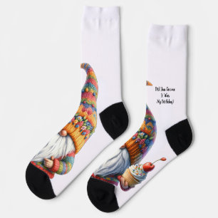 Cute I'm An Old Gnome Birthday and Funny Quote Socks