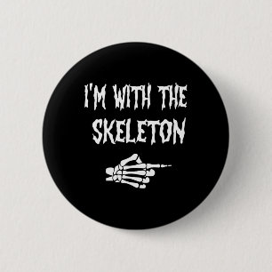 Cute I'm With Skeleton Halloween Couples Matching 6 Cm Round Badge
