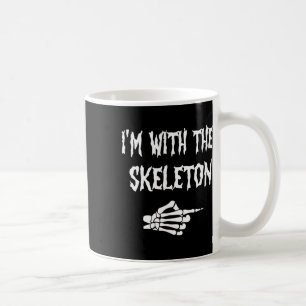 Cute I'm With Skeleton Halloween Couples Matching Coffee Mug