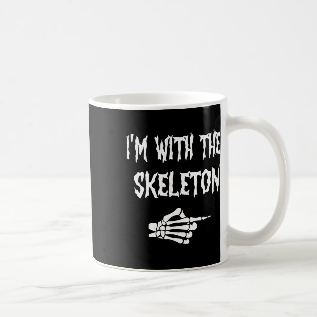 Cute I'm With Skeleton Halloween Couples Matching  Coffee Mug (Right)