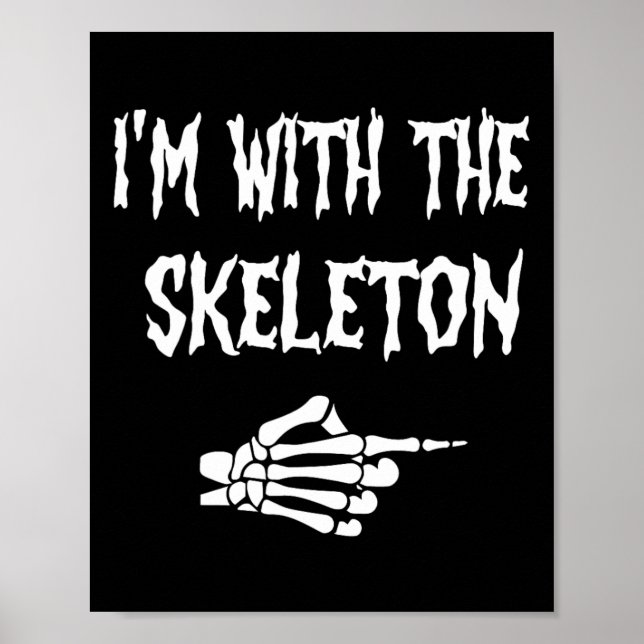 Cute I'm With Skeleton Halloween Couples Matching  Poster (Front)