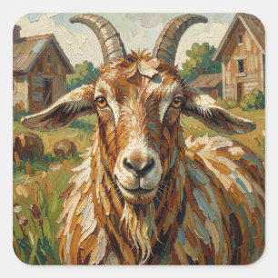 Cute Impastos Farm Animal Goat   Square Sticker