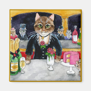 Cute impressionist cat, mouse, Manet, Paris Magnet