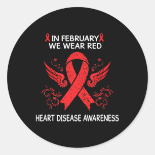 Cute In February We Wear Red Fighter Heart Disease Classic Round Sticker