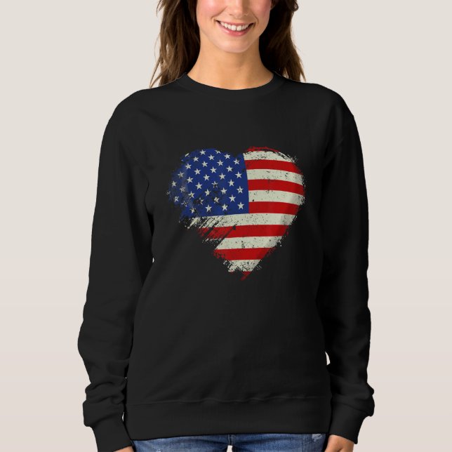 Cute Independence Free Day July 4th American Flag  Sweatshirt (Front)