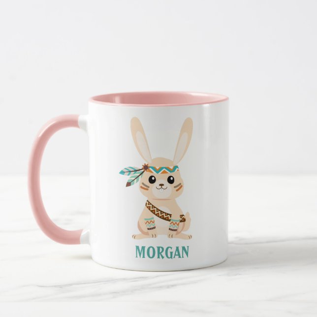 Cute Indian Bunny, Personalise Name, Vs 2 Mug (Left)