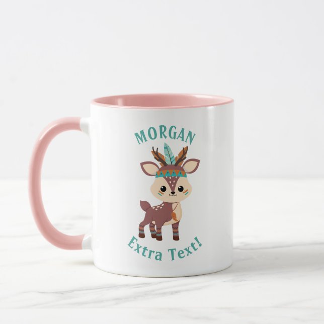Cute Indian Deer, Personalise Name & Message Mug (Left)