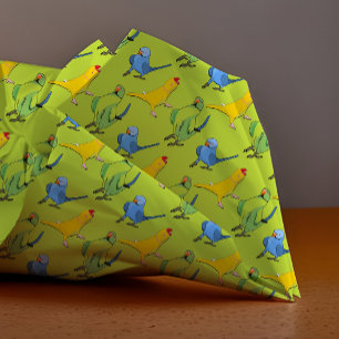 Cute Indian Ringneck Bright Green Parrot Pattern Tissue Paper
