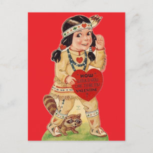 Cute Indian Squaw Vintage Valentine Postcard